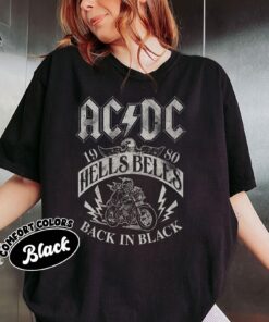 Acdc 1980 Hells Bells Shirt, Acdc Band Vintage Shirt, Rock N Roll Tshirt, Music Love Tee, Pwr Up Tour 2025 Shirt For Fan