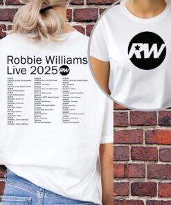 Robbie RW Logo Tour T-shirt, Robbie 2025 UK Tour T-Shirt, Robbie Williams Tee, Concert Tshirt, Live 2025 UK Tour Music Fan Concert Tee, U24