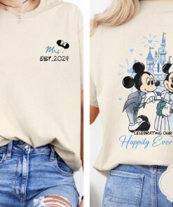 Personalized Disney Mr and Mrs Est 2024 T-shirt, Mickey Minnie Couple Matching Shirt, Disney Honeymoon Shirt, Minnie Wedding Anniversary Tee