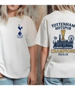 Tottenham Hotspur Europa League Champions Shirt 2024/25, Double-Sided Spurs Trophy Pinted Tees, London Fan Gifts, Football Celebration Top