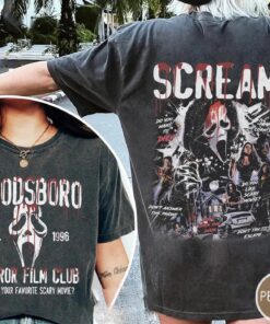 Woodsboro Scream Two-sided Sweatshirt, Vintage Woodsboro Film Club hoodie, 90s Scream Ghost Face Shirt Crewneck Sweatshirt