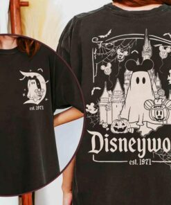 Vintage 2-Sided Disney Mickey Ghost Shirt, Disneyworld Est 1971 T-shirt, Halloween Party Tee, Disneyland Family Matching, Disney Trip 2025 Shirt