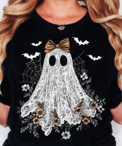 Cute Lace Ghost Shirt, Boo In Boojee, Halloween Boo Lace Bow Shirt, Boo Ghost Shirt