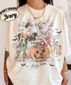 Retro Mickey & Friends with Signs Halloween Shirt, Mickey's Not So Scary Party 2025 Tee, Trick or Treat Disney Trip Shirt