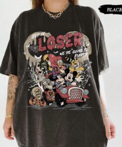 vintage Mickey and Friends Get In Loser We're Going to Party Shirt, Mickey's Not So Scary Halloween Party Tee, Disney Halloween 2025 Shirt
