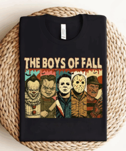 Slashers The Boys Of Fall Halloween T-Shirt, Horror Characters Shirt, Killers Fall Vibes Tee, Scary Movie Fall Tshirt, Autumn Halloween Drip Top