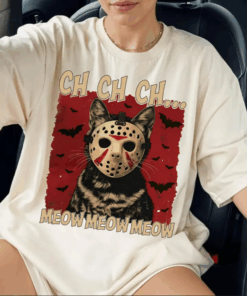 Jasonn Cat Halloween Tshirt, Halloween Shirt, Horror Movie Character, Halloween Horror