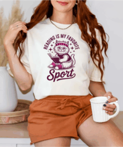 Reading is My Favorite Sport Shirt, Retro Book Lover Graphic Tee, Cozy Reader Shirt for Women, Literary Gift