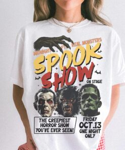 Retro Monster Halloween Shirt, Vintage 90s Horror Movie Tshirt, Oversized Trendy Spook Show Halloween Tee, Spooky Season