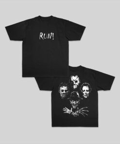 Run Horror Characters Unisex Graphic Tshirt, Scary Movie Fan Shirt, Halloween Horror Nights 2025, The Terrifier Tee, Trick or Treat Hoodie