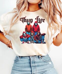 Thug life Scary Halloween Movie Characters T-Shirt, Halloween Friends Horror Shirt, Series killer Halloween Tee