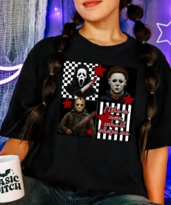 Horror Movie Graphic T-Shirt, Scary Movie Tee, Ghostface Jason Voorhees Michael Myers Top, Horror Fan Gift, Halloween Shirt
