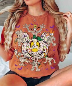 Vintage Mickey and Friends Mummy Halloween Costume T-shirt, Disney Mickey and Friends Pumpkin Tee, Mickey's Not So Scary, Family Trip 2025