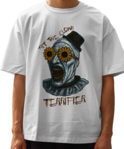 Art the Clown T-Shirt, Creepy Killer Clown with Daisy Glasses, Horror Movie Tee, Terrifier Shirt, Funny Halloween Graphic Top