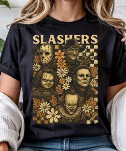 Slashers T-Shirt, Retro Horror Movie Shirt, Horror Characters Halloween Tee, Halloween Graphic Trendy Tshirt, Spooky Season Top