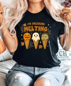 I'm Freaking Melting Halloween Shirt, Spooky Ice Cream Tee, Funny Halloween Shirt, Fall Spooky Season T-shirt, Funny Halloween Ghost Top
