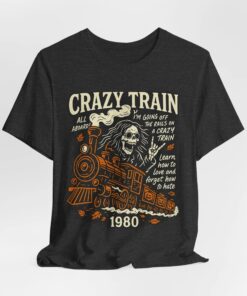 Crazy Train, Halloween Edition, Rock Band Merch, Music Lover Gift, Vintage Tee, Ozzy, Osbourne Commemorative Tshirt - Unisex Tee,