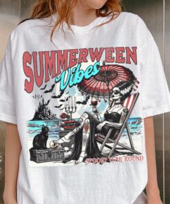 Summerween Shirt, Bride Of Frankenstein Top, Horror Night T-Shirt, Spooky Tee, Halloween Gift