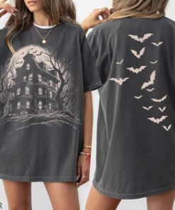 Haunted House T-Shirt, Spooky Season Shirt, Halloween Gift, Vintage Halloween, Bats Tee