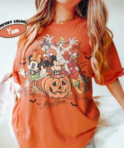 Retro Mickey & Friends with Signs Halloween Shirt, Mickey's Not So Scary Party 2025 Tee, Trick or Treat Disney Trip Shirt