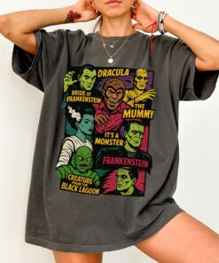 Retro Halloween Monsters T-Shirt, 90s Vintage Horror Characters Shirt, Horror Nights Tee, 2025 Halloween Sublimation, Scary Movie Characters