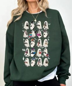 Retro Ghost Book Fantasy Series Shirt, Halloween Book Shirt, Bookish Ghost Sweatshirt, Halloween Gift For Book Lover Halloween Library