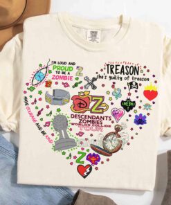 Descendants Zombies World Tour Heart T-Shirt, Disney The Rise Of Red Characters Shirt, Descendants Concert, Summer Music Festival Outfits