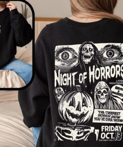 Night Of Horrors Sweatshirt, Horror Halloween Sweater, Creepy Shirt, Horror Movie