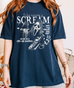 Vintage Ghostface Halloween T-Shirt, Scream Movie Shirt, Scary Movie Tee, Horror Movie Characters Tops