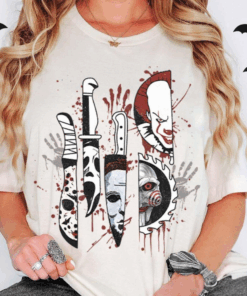 Horror Characters Knifes Tshirt, Universal Studios Scary Movie Tee, Halloween Shirt, Gift for her him