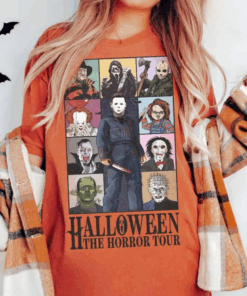 Retro Horror Characters Halloween Tshirt, Horror Movies Tee, Halloween Horror Nights, Halloween Friends Group Matching, Trick or Treat Shirt