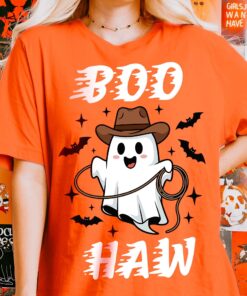 Boo Haw Ghost Shirt, Funny Cowboy Halloween Tee, Western Spooky Season Tshirt, Cute Ghost Graphic T-Shirt, Fall Country Girl Gift