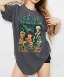 Halloween Shirt, Cereal Killer Retro Skeleton, Vintage Horror Spooky Season, Funny Halloween, Fall Graphic Tee, 90s Y2K T-Shirt