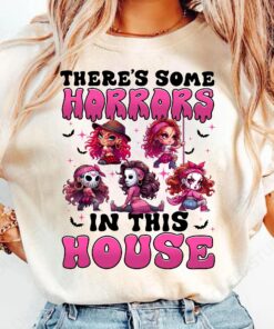 There's Some Horrors In This House T-Shirt, Chicano Halloween Character Shirt, Pink Horror Movie Tee, Series Killer Halloween