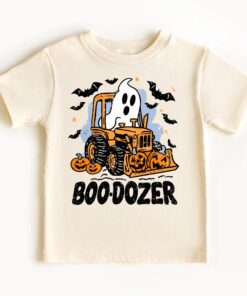 Funny Halloween Construction T shirt, Boo-Dozer Toddler Graphic Tee, Cute Bulldozer Halloween Shirt for Boys,Trendy boy Halloween shirt gift
