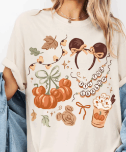 Disney Halloween Tis The Season Shirt, Coquette Bow Mickey Pumpkin T-Shirt, Disney Fall Top, Fall Disney Trip Tee