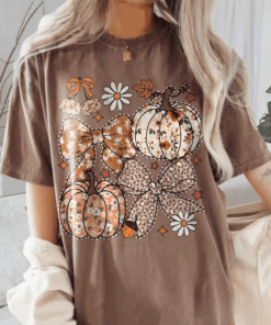 Floral Pumpkin Shirt, Floral Coquette Tshirt, Fall Pumpkin Tee, Autumn Top, Fall Girly Shirt, Tis The Season Thanksgiving T-Shirt