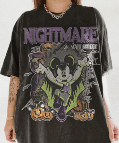 Nightmare on Main Street T-Shirt, Vintage Mickey Halloween Tee, Funny Spider Skeleton Retro Disney Shirt for Halloween 2025 Party