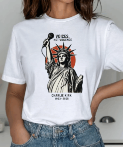Charlie Kirk Shirt, Voices Not Violence T-Shirt, Make America Great Again, Donald Trump, Pray for Charlie Kirk Top