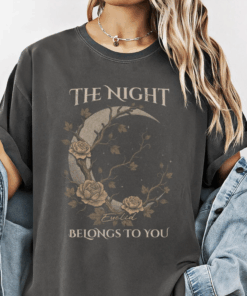 Moon Shirt, Dark Botanical Moon and Roses T-Shirt, Gothic Tee, Rock Clothing, Gift, Gothic Fashion