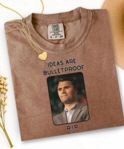 Charlie Kirk T-Shirt, Conservative Political Quote Shirt, Pray for Charlie Kirk, Ideas Are Bulletproof Oversized Graphic Tee