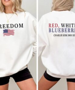 Freedom Red, White, Blueberries Charlie Kirk Tribute Support Human Rights Sweatshirt, Political Shirt, Protest Tee, Liberal Top
