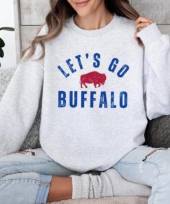 Vintage Distressed Style Print "Let's Go Buffalo" Football Backers Tailgate Crew Neck Sweatshirt Playoffs Fan Gift Buffalo Mafia