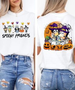 Bluey Halloween Shirt, Booey Halloween Tee, Spooky Vibes, Blue Cartoon T-Shirt, Witchy Bats Top, Halloween Kids Gift Shirt, Horror Toddler Tshirt