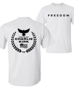 Freedom Charlie Kirk A True American Patriot Eagle Wreath “Forever in Our Hearts” T-Shirt, Prayers Up for Charlie, Human Rights Shirt