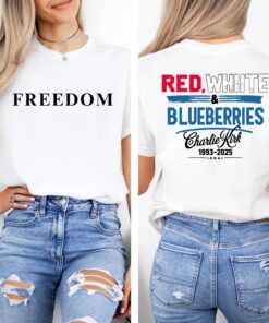 Red White and Blueberries Charlie Kirk Tee, 1993-2025 Memorial Freedom Tshirt, Charlie Kirk Shirt, Justice for Charlie Kirk Top