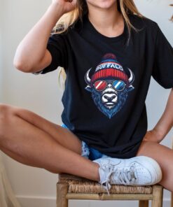 Buffalo Football, Cool Buffalo Bison with Winter Beanie and Sunglasses Shirt, Retro Animal Graphic Tee, Funny Hipster Buffalo Top