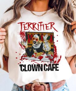 Clown Cafe Horror Tshirt, Creepy Circus Graphic Tee, Scary Clown Halloween Top, Terrifier T-Shirt, Halloween Shirt, Gift For Her And Him