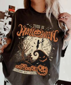 Retro Halloween The Nightmare Before Christmas Shirt, This is Halloween Everybody make a scene Tshirt, Jack and Sally Halloween Top