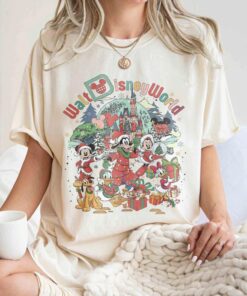 Retro Walt Disney World Christmas Family T-Shirt, Mickey And Friends Christmas Matching Tee, Magic Kingdom Top, Disneyworld Christmas Shirt